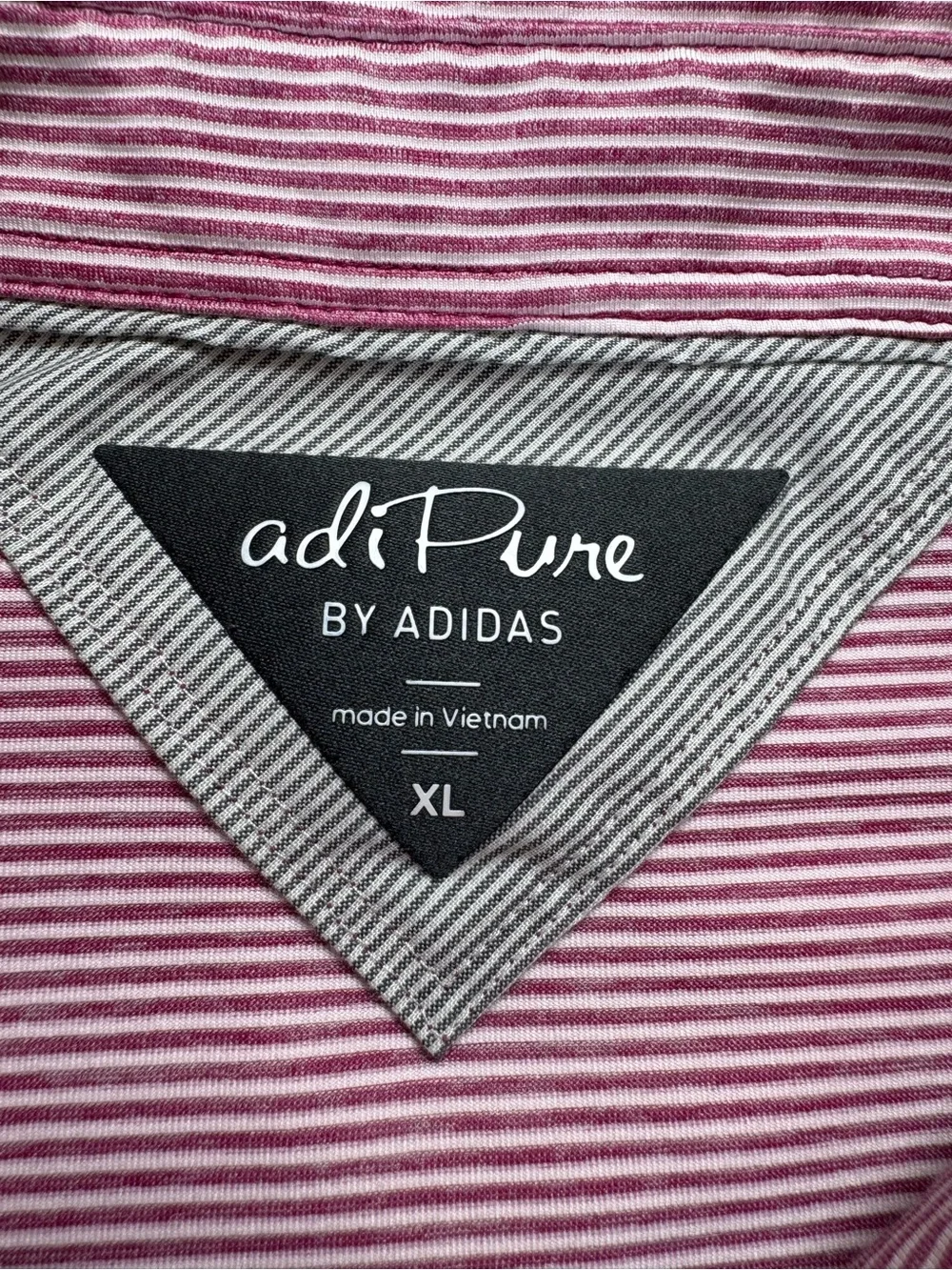 Adidas adiPure Whistling Straits Golf Polo XL Pink Striped Performance Shirt